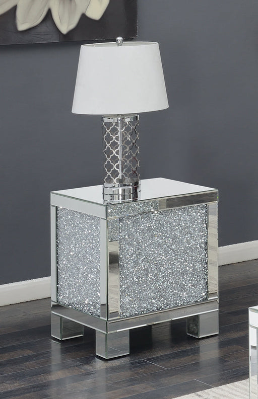 Coaster Gillian Square End Table Silver and Clear Mirror Default Title