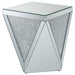 Coaster Amore Square End Table with Triangle Detailing Silver and Clear Mirror Default Title