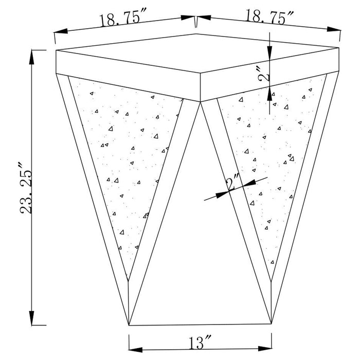 Coaster Amore Square End Table with Triangle Detailing Silver and Clear Mirror Default Title