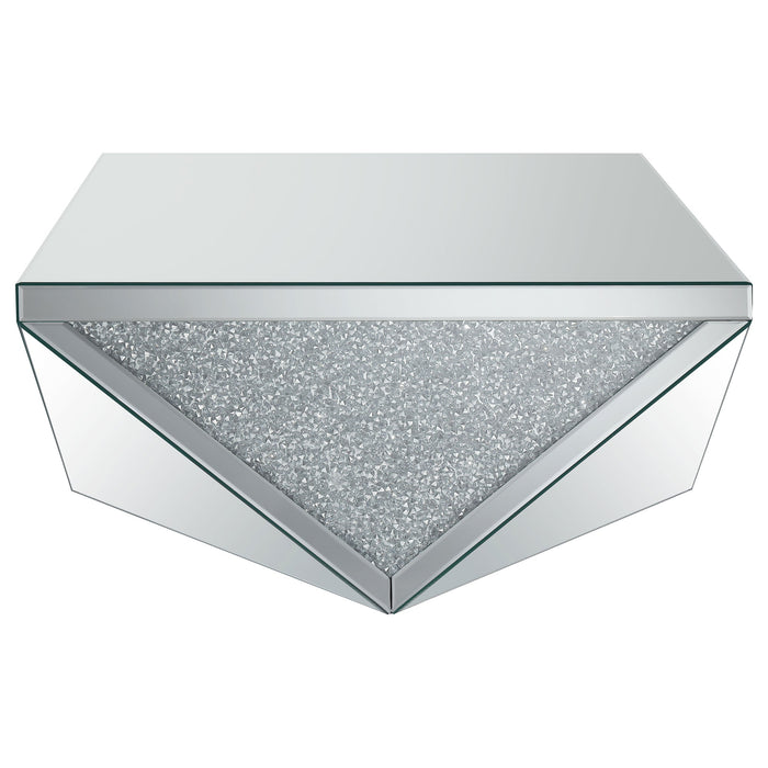 Coaster Amore Square Coffee Table with Triangle Detailing Silver and Clear Mirror Default Title