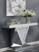 Coaster Amore Rectangular Sofa Table with Triangle Detailing Silver and Clear Mirror Default Title