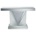 Coaster Amore Rectangular Sofa Table with Triangle Detailing Silver and Clear Mirror Default Title