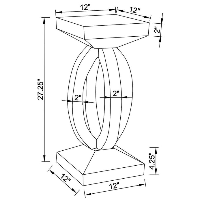 Coaster Amalia Square End Table with Lower Shelf Clear Mirror Default Title