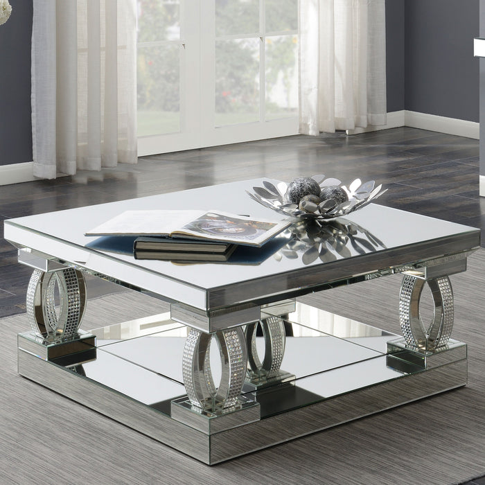 Coaster Amalia Square Coffee Table with Lower Shelf Clear Mirror Default Title