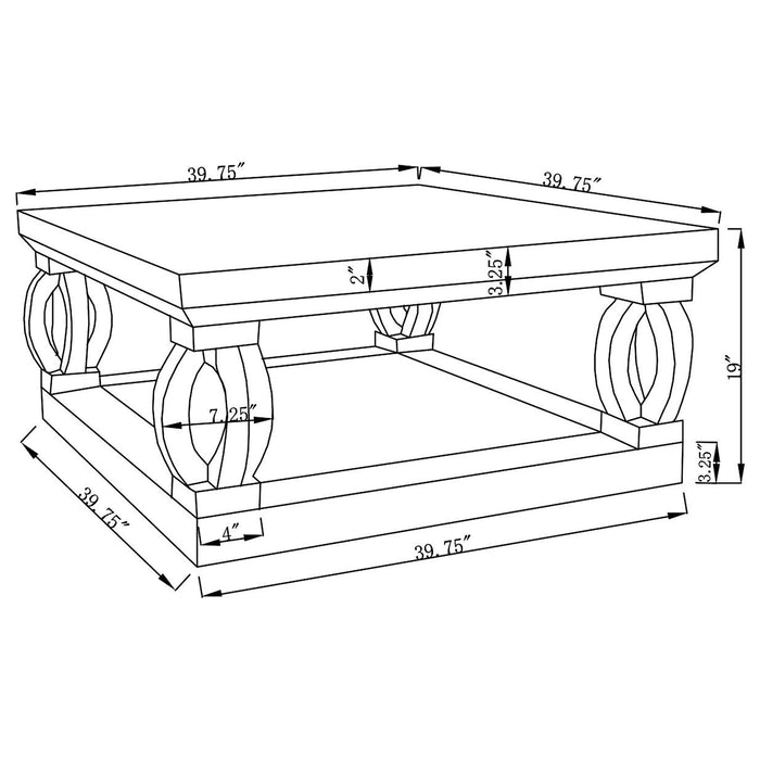 Coaster Amalia Square Coffee Table with Lower Shelf Clear Mirror Default Title