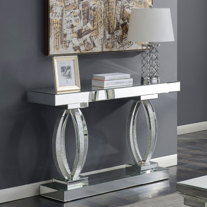 Coaster Amalia Rectangular Sofa Table with Shelf Clear Mirror Default Title