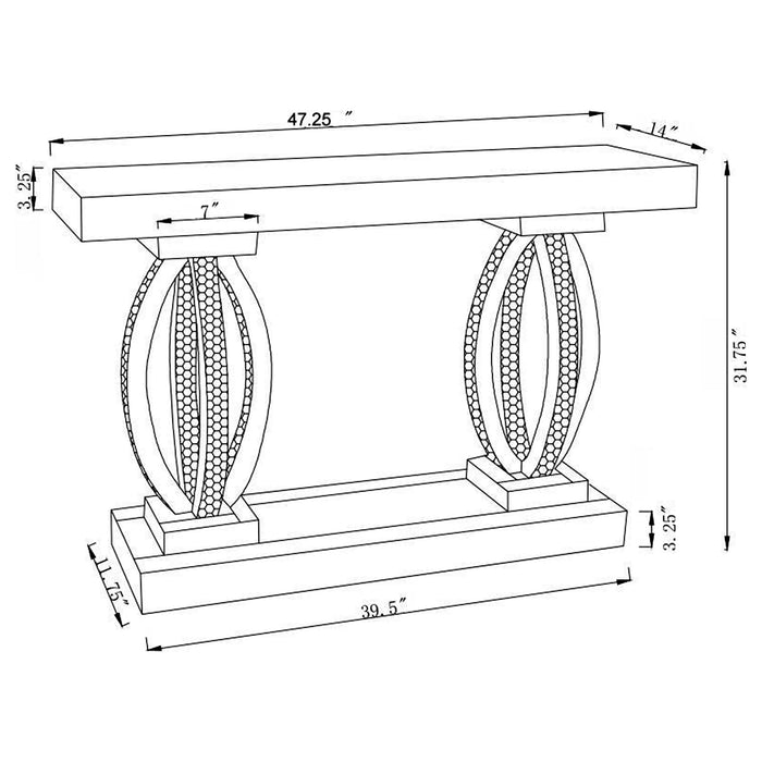 Coaster Amalia Rectangular Sofa Table with Shelf Clear Mirror Default Title