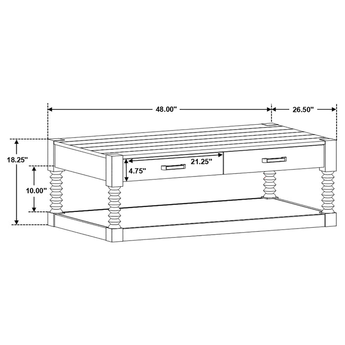 Coaster Meredith 2-drawer Coffee Table Coffee Bean Default Title