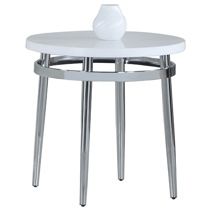 Coaster Avilla Round End Table White and Chrome Default Title