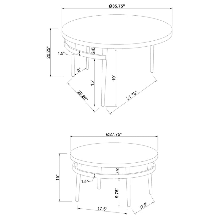 Coaster Avilla Round Nesting Coffee Table White and Chrome Default Title