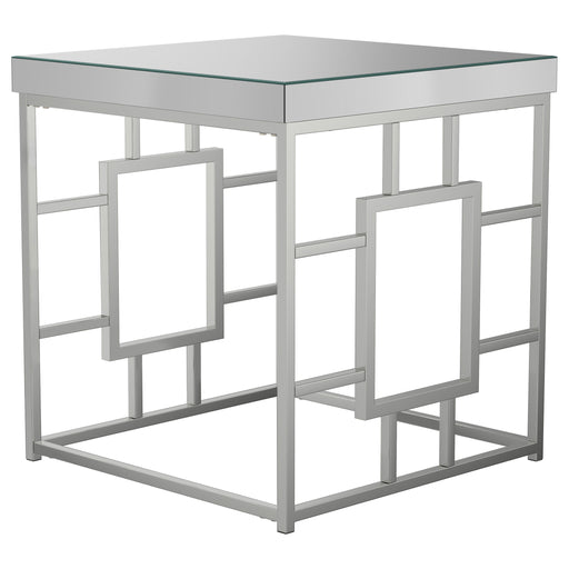 Dafina Square Mirrored Top Side End Table Chrome