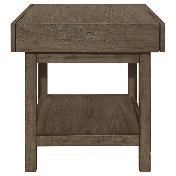 Owen Rectangle End Table with Shelf Wheat Brown