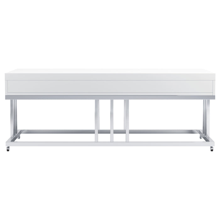 Dalya 2-drawer Rectangular Coffee Table Glossy White and Chrome