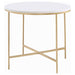 Coaster Ellison Round X-cross End Table White and Gold Default Title