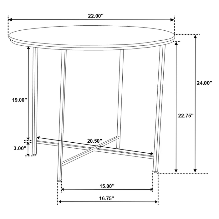 Coaster Ellison Round X-cross End Table White and Gold Default Title