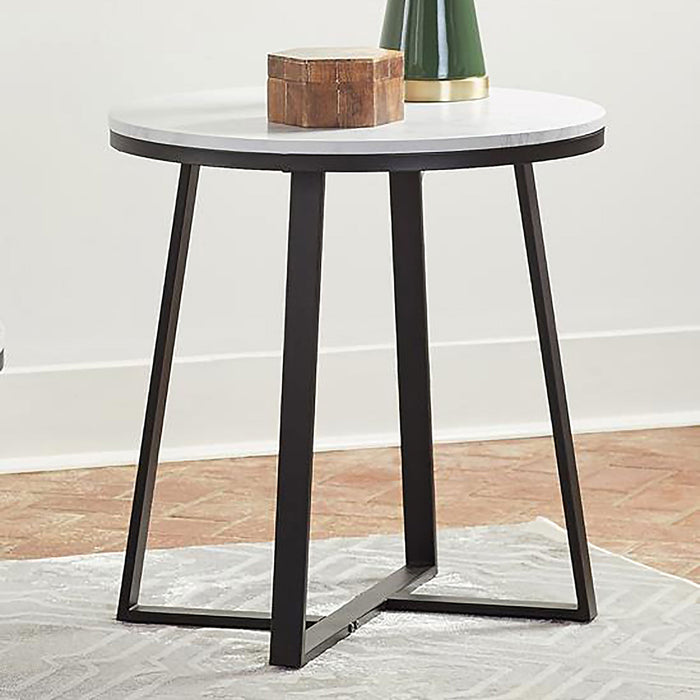 Coaster Hugo Metal Base Round End Table White and Matte Black Default Title