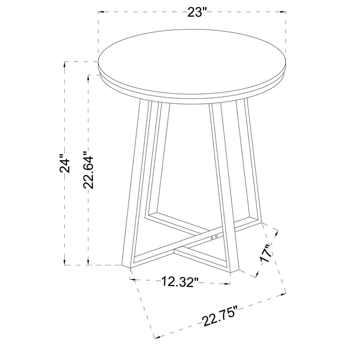 Coaster Hugo Metal Base Round End Table White and Matte Black Default Title