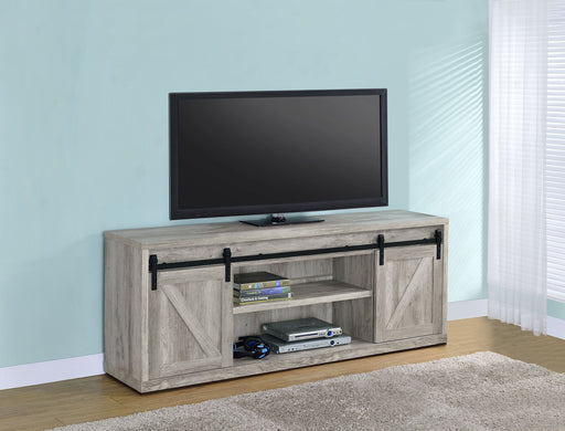 Coaster Brockton 71-inch 3-shelf Sliding Doors TV Console Grey Driftwood Default Title