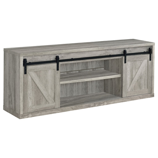 Coaster Brockton 71-inch 3-shelf Sliding Doors TV Console Grey Driftwood Default Title