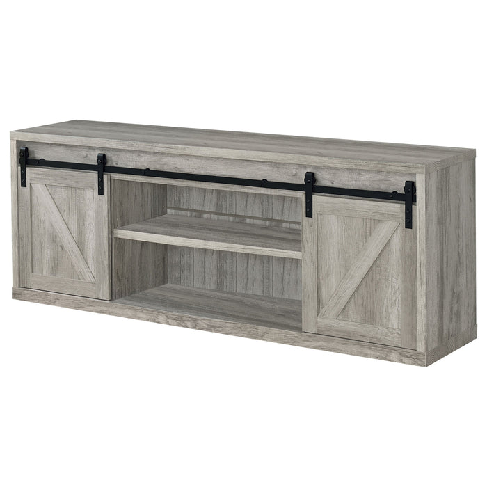 Coaster Brockton 71-inch 3-shelf Sliding Doors TV Console Grey Driftwood Default Title