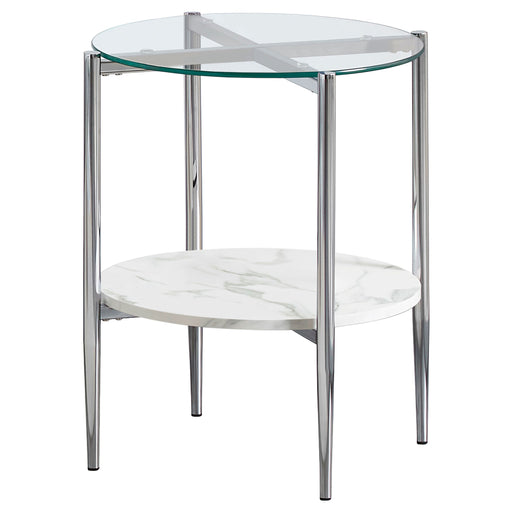 Coaster Cadee Round Glass Top End Table Clear and Chrome Default Title