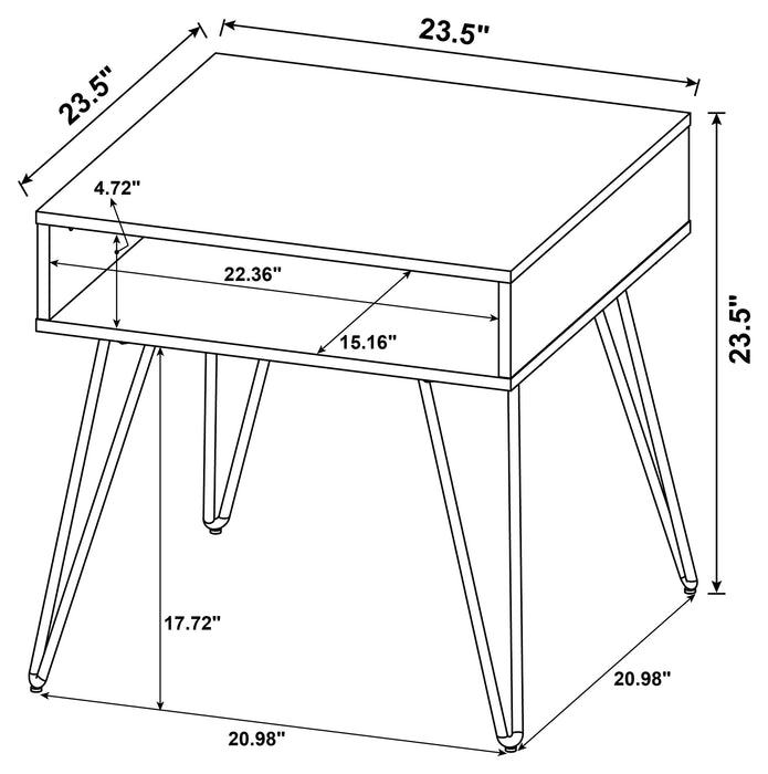 Coaster Fanning Square End Table with Open Compartment Golden Oak and Black Default Title