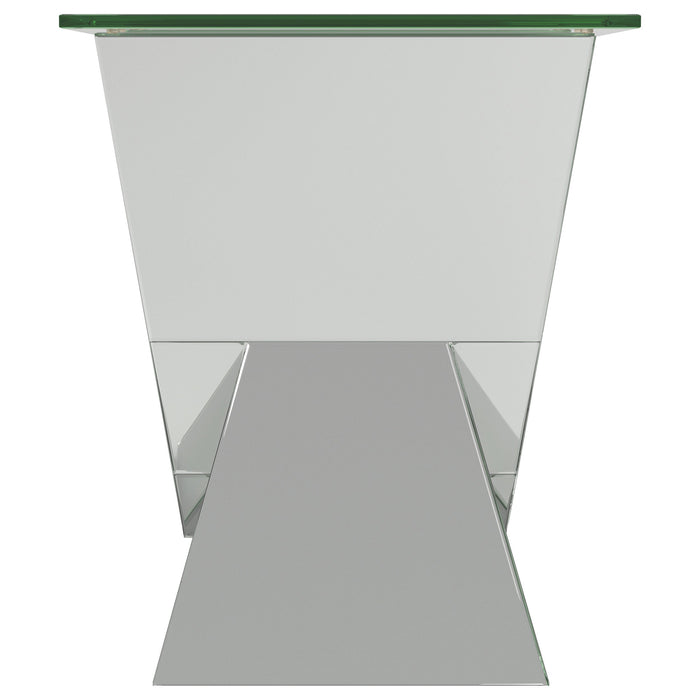 Coaster Taffeta V-shaped End Table with Glass Top Silver Default Title