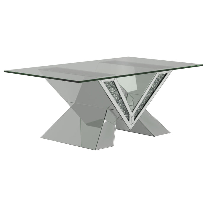 Coaster Taffeta V-shaped Coffee Table with Glass Top Silver Default Title