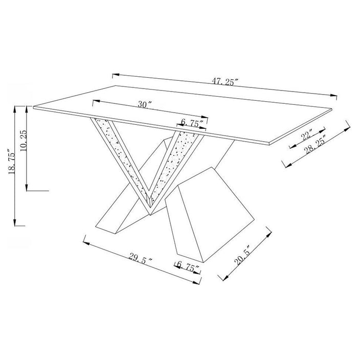 Coaster Taffeta V-shaped Coffee Table with Glass Top Silver Default Title