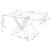 Coaster Taffeta V-shaped Coffee Table with Glass Top Silver Default Title