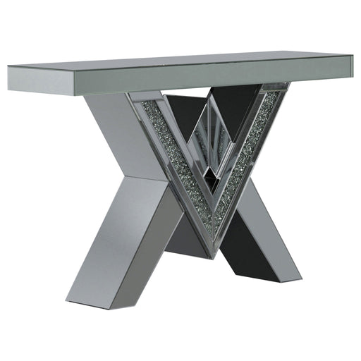 Coaster Taffeta V-shaped Sofa Table with Glass Top Silver Default Title