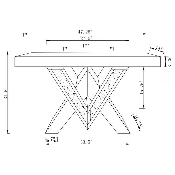 Coaster Taffeta V-shaped Sofa Table with Glass Top Silver Default Title