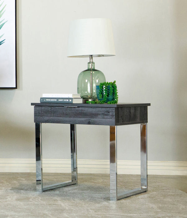 Coaster Aldine Square 1-drawer End Table Dark Charcoal and Chrome Default Title