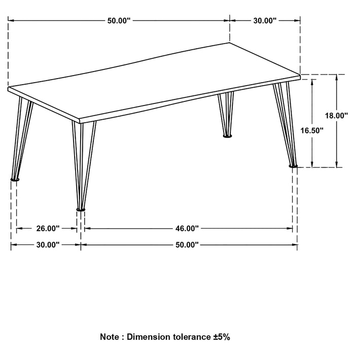 Coaster Zander Coffee Table with Hairpin Leg Natural and Matte Black Default Title