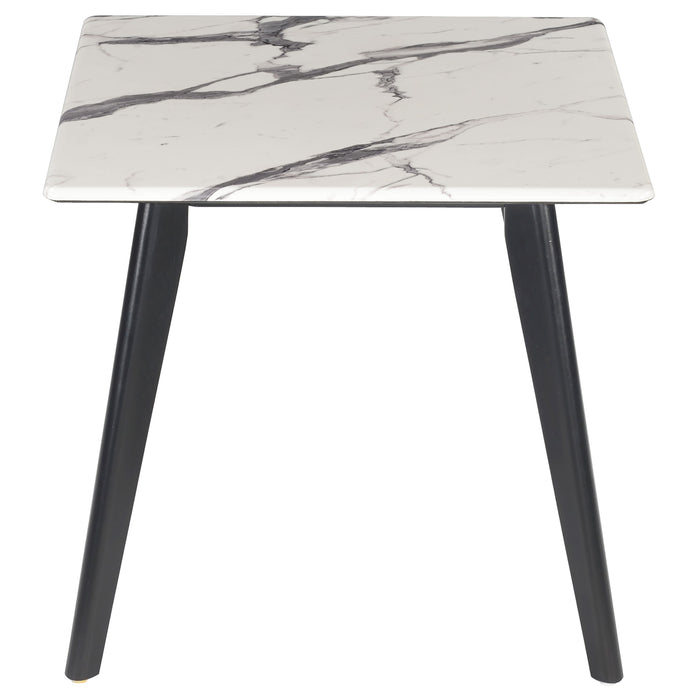 Bayhill Square Faux Marble Top End Table Black and White