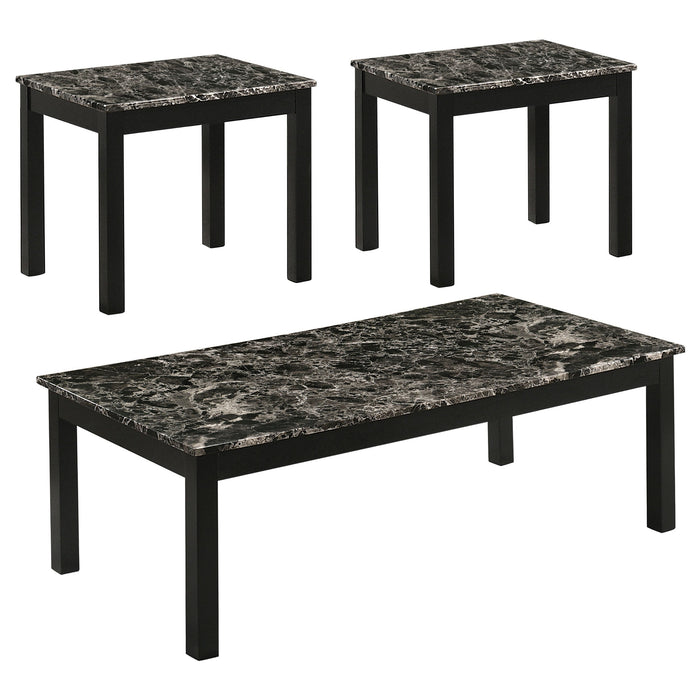 Coaster Bates Faux Marble Rectangle 3-piece Occasional Table Set Black Default Title