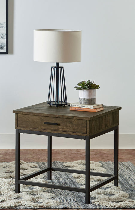 Coaster Byers Square 1-drawer End Table Brown Oak and Sandy Black Default Title