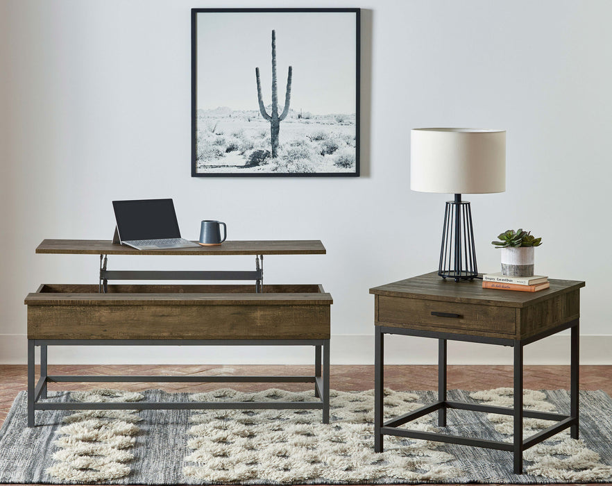 Coaster Byers Square 1-drawer End Table Brown Oak and Sandy Black Default Title