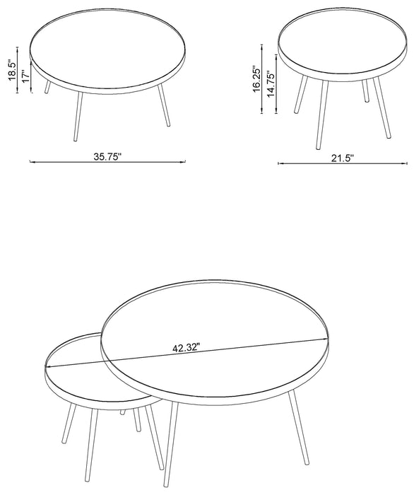 Coaster Kaelyn 2-piece Mirror Top Nesting Coffee Table Mirror and Gold Default Title