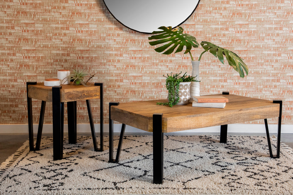 Coaster Winston Wooden Square Top End Table Natural and Matte Black Default Title