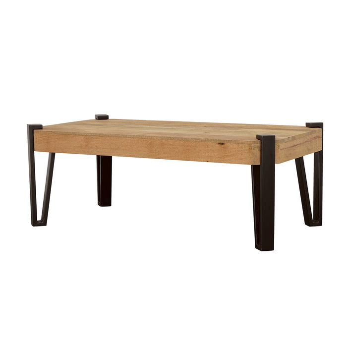 Coaster Winston Wooden Rectangular Top Coffee Table Natural and Matte Black