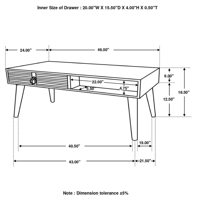 Coaster Zabel Rectangular 1-drawer Coffee Table Natural Default Title