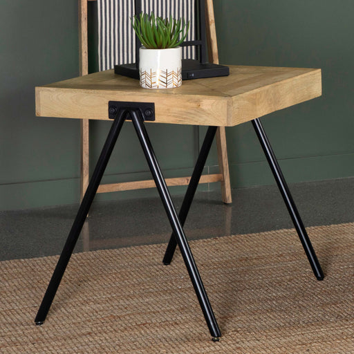 Coaster Avery Square End Table with Metal Legs Natural and Black Default Title