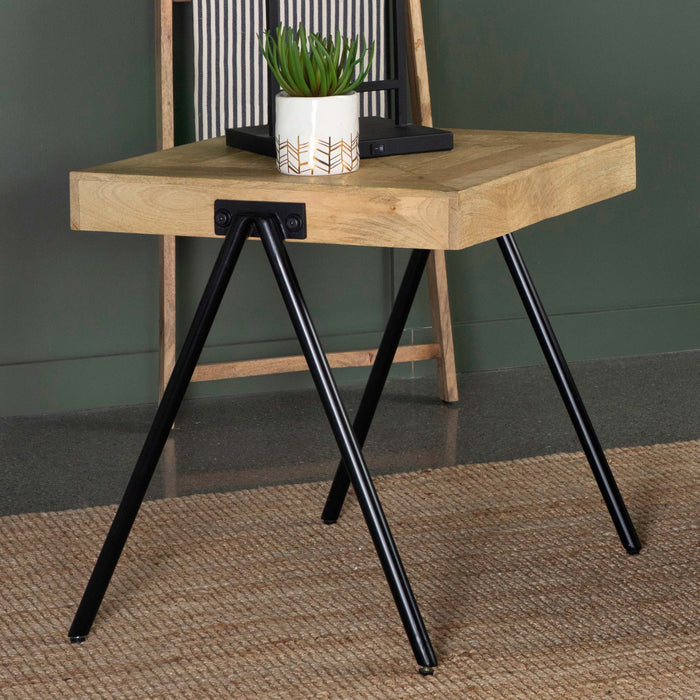 Coaster Avery Square End Table with Metal Legs Natural and Black Default Title