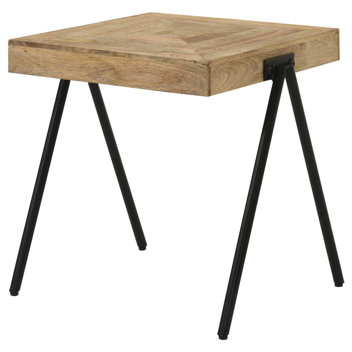 Coaster Avery Square End Table with Metal Legs Natural and Black Default Title