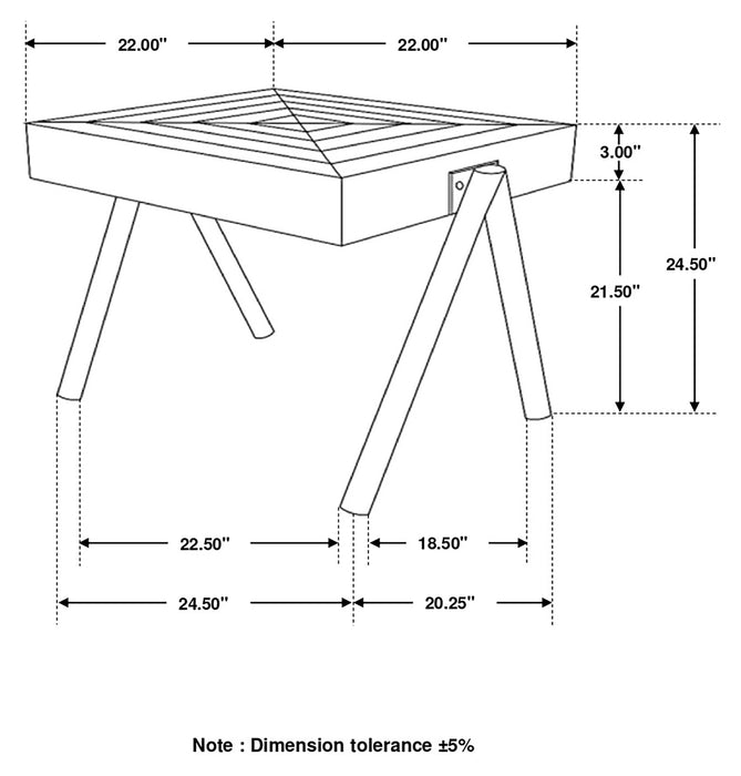 Coaster Avery Square End Table with Metal Legs Natural and Black Default Title