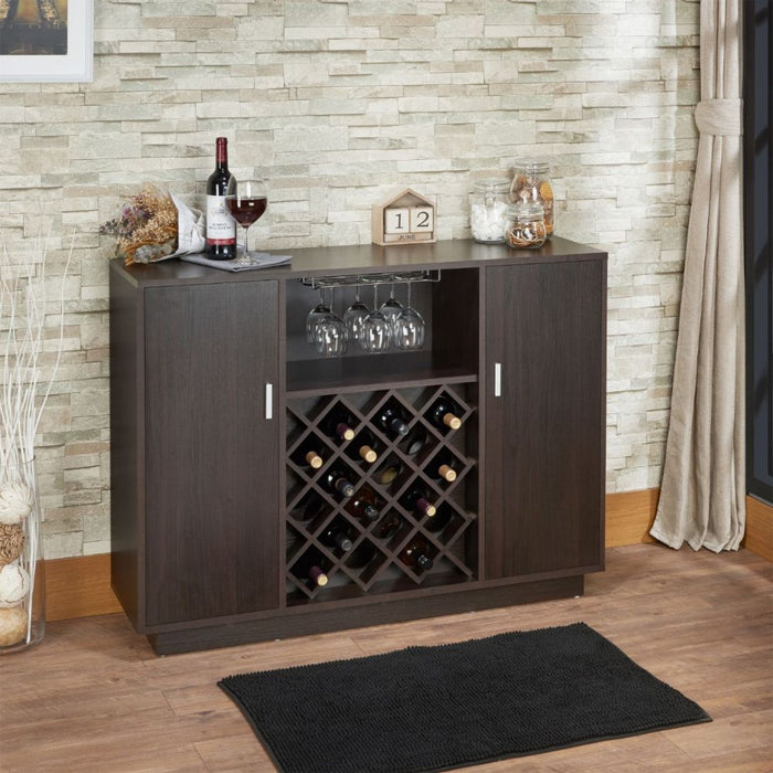 Hazen Rectangular Server with Wine Rack & Cup Holder