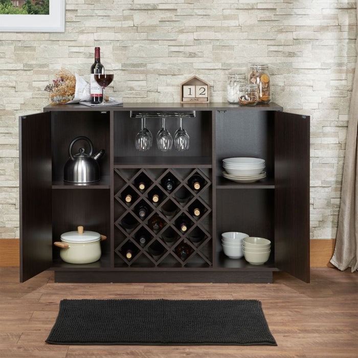 Hazen Rectangular Server with Wine Rack & Cup Holder