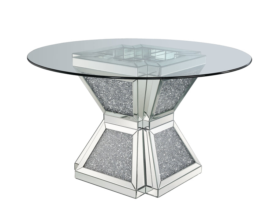 Noralie 52"Dia Glam Dining Table with Hourglass-Style Pedestal Base