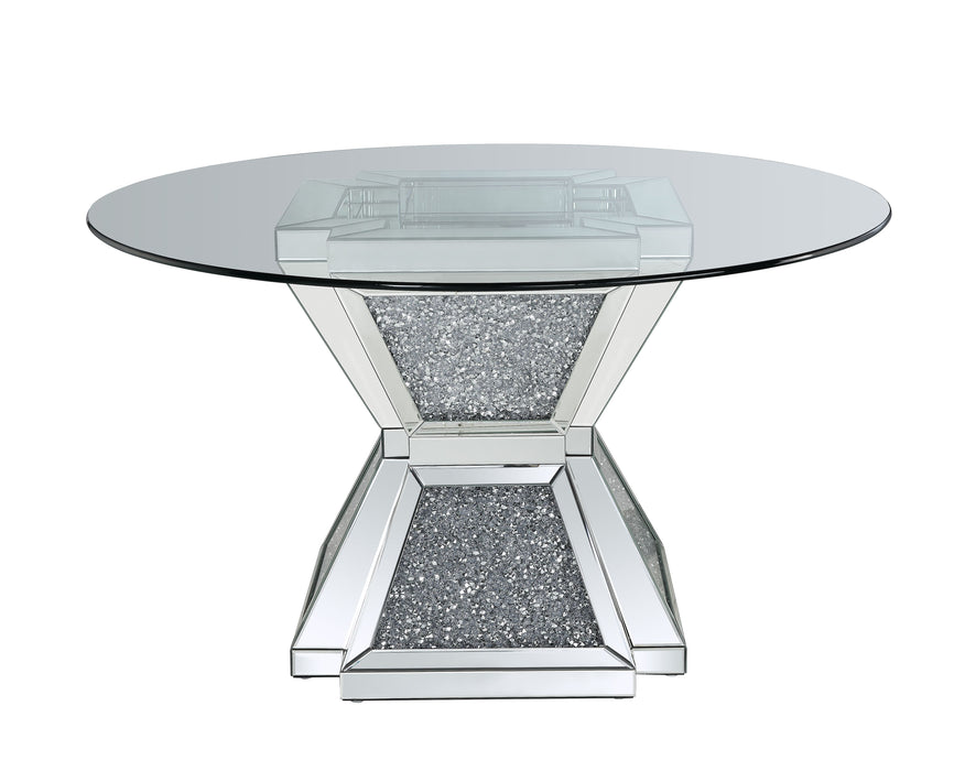 Noralie 52"Dia Glam Dining Table with Hourglass-Style Pedestal Base